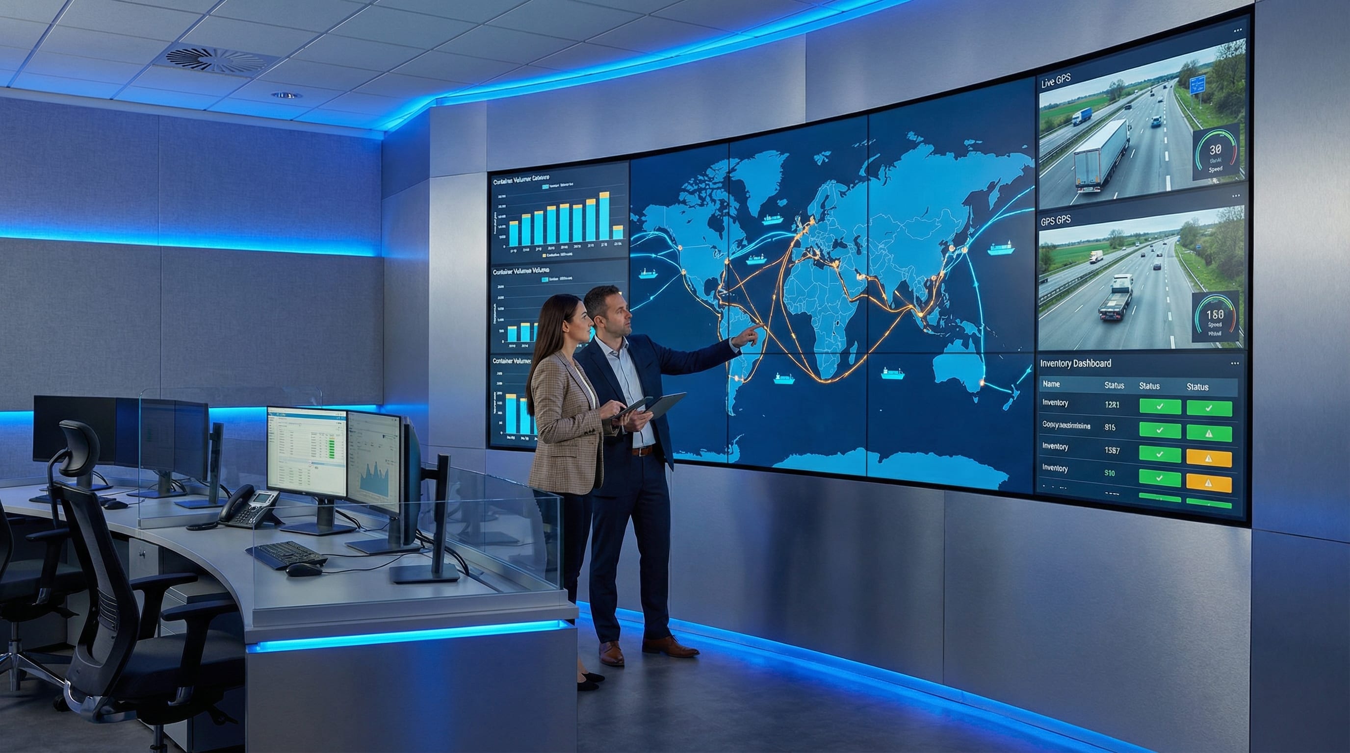 3PL logistics technology dashboard showing real-time tracking and performance metrics