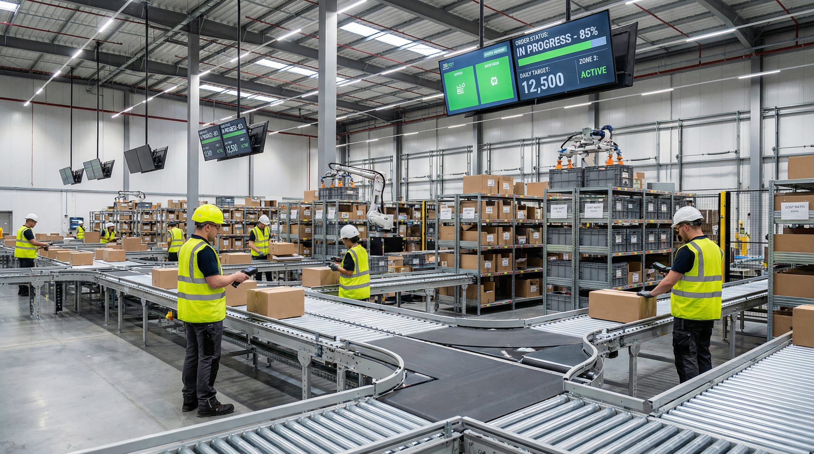 Modern 3PL warehouse operations in the UAE with automated sorting systems