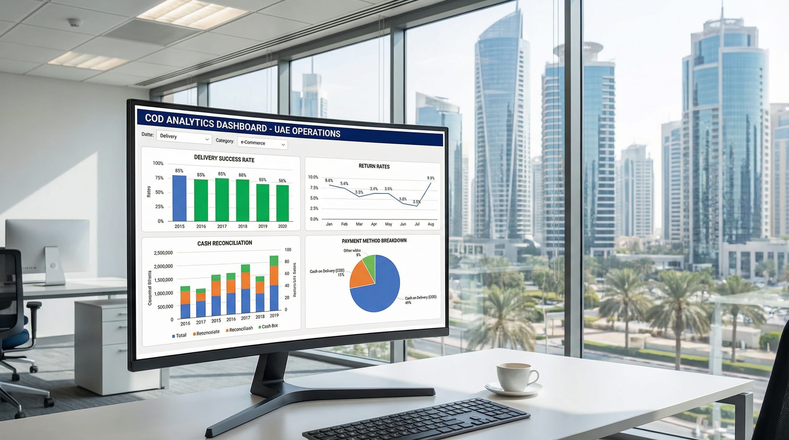 COD analytics dashboard showing collection rates, RTO breakdown, and remittance tracking