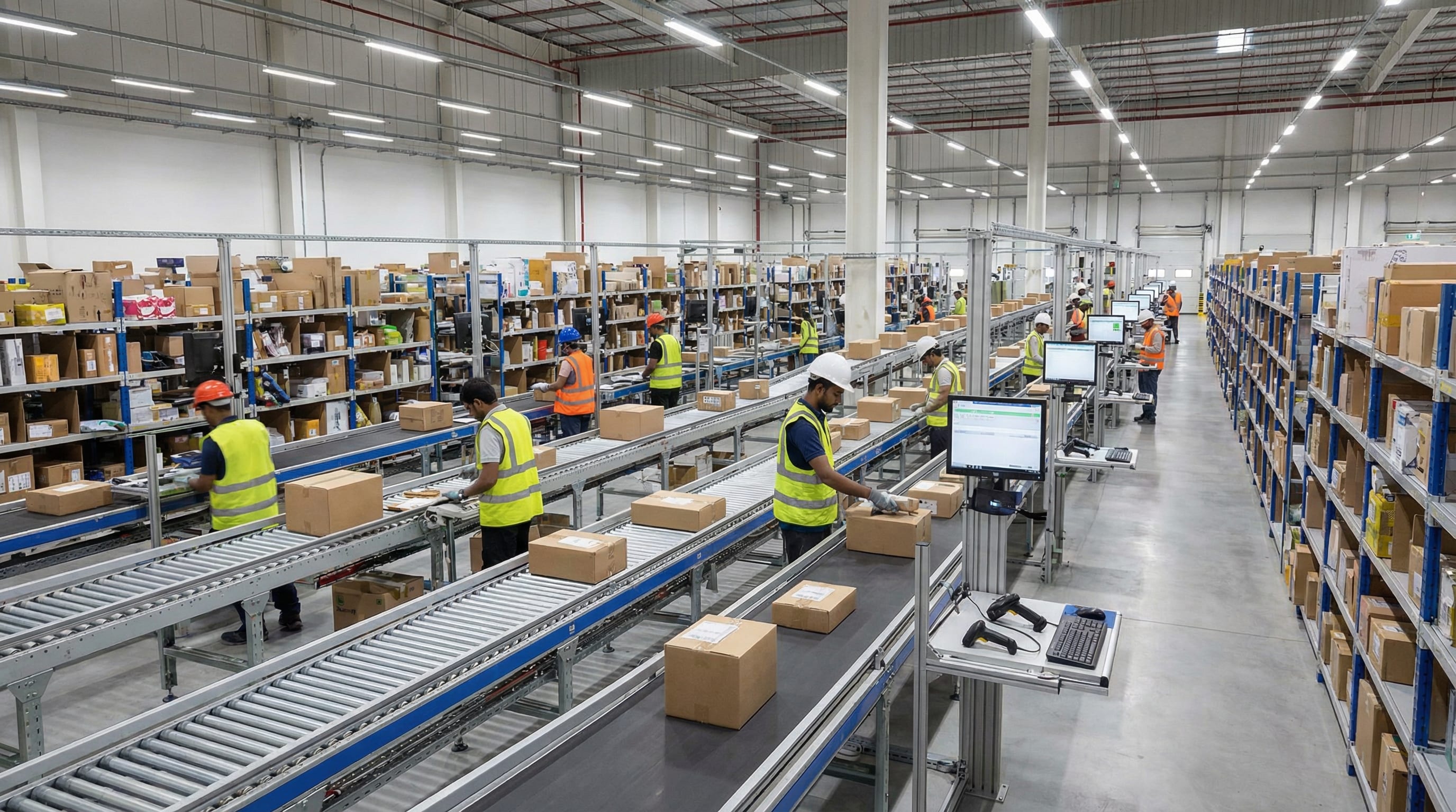 Inside an Ajman warehouse with e-commerce parcels being sorted for delivery