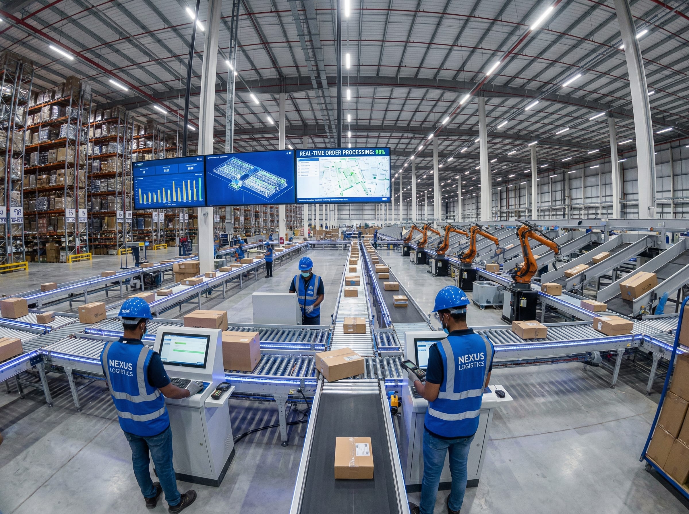 Interior of a modern e-commerce fulfillment center in the UAE
