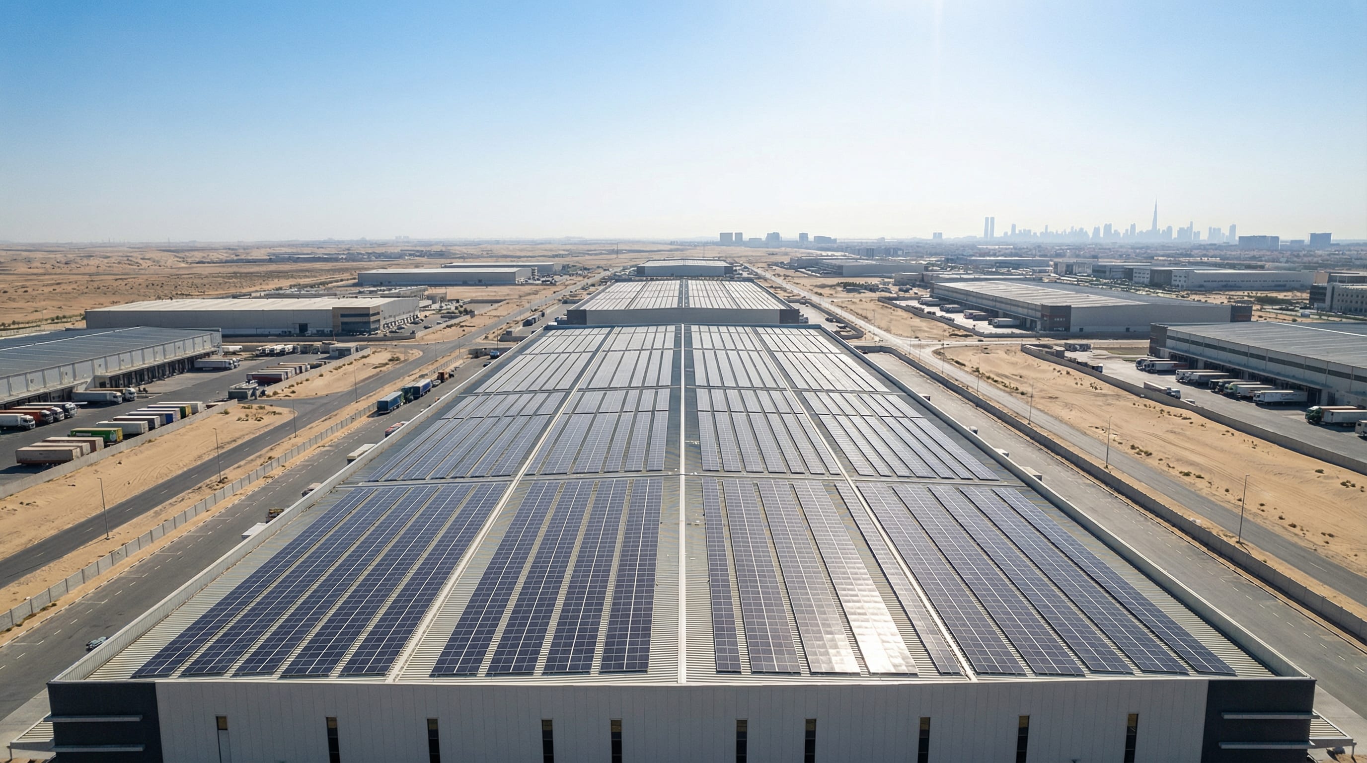 158,000 solar panels installed on JAFZA warehouse rooftops as part of the free zone's sustainability programme
