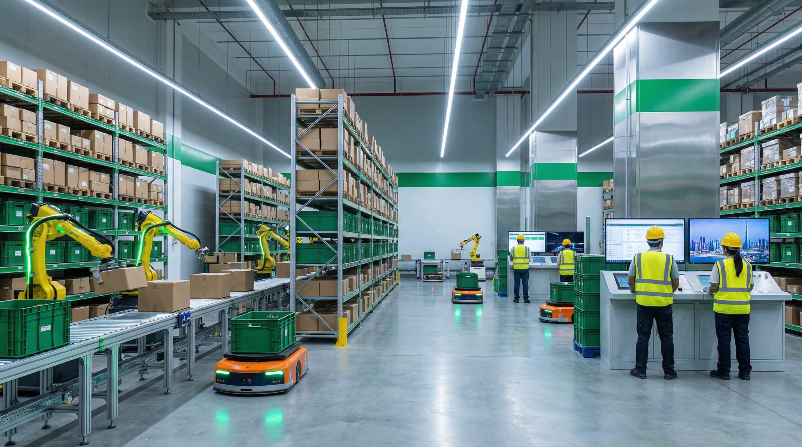State-of-the-art logistics warehouse in Jebel Ali Free Zone Dubai with automated storage and retrieval systems