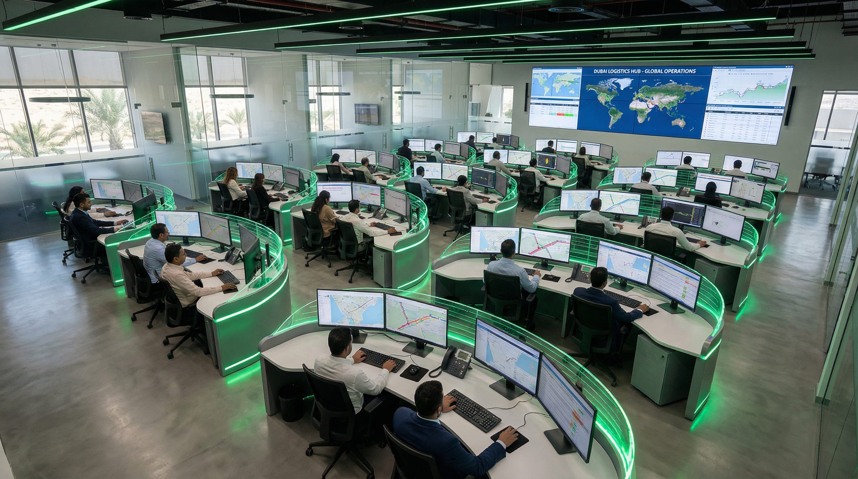 Dubai delivery operations centre with fleet management screens