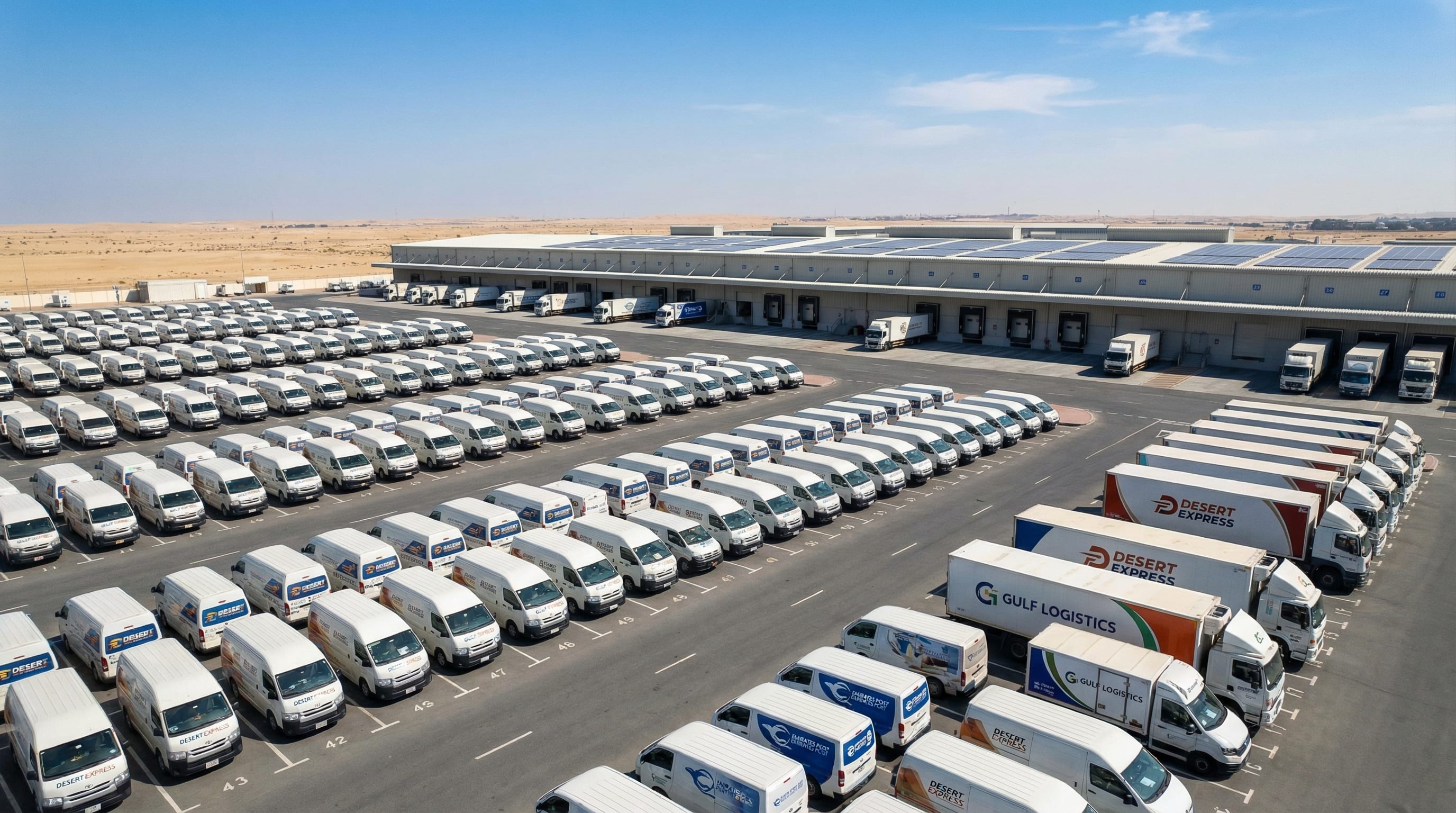 Electric delivery fleet operated by Aramex in Dubai -- part of the company's 98% EV target by 2030